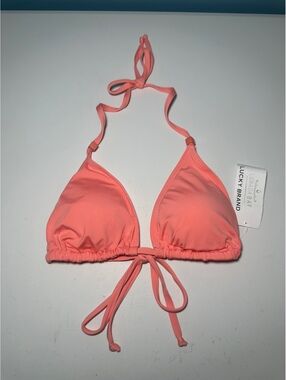Lucky Brand Women's Pink Nylon Jersey Bikini Top Size S-M-L